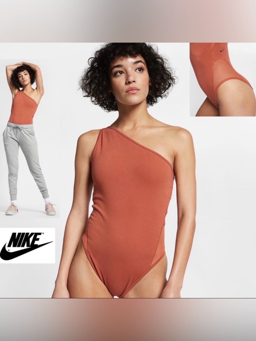 NWT NIKE Dri-Fit Training Yoga bodysuit TOP rust